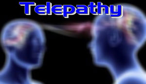 A depiction of how telepathic communication works. Telepathy between 2 individuals, communication through waves of the mind.