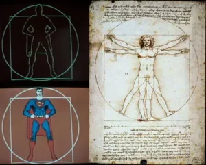 More Superman Occult Symbolism, Superman as Leonardo Da Vinci's "The Vitruvian Man