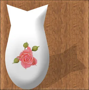 Vase with a rose on it.