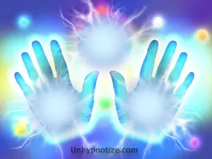 Healing Hands. This is a depiction of the healing power that is channeled through the hands of a healer when healing someone.