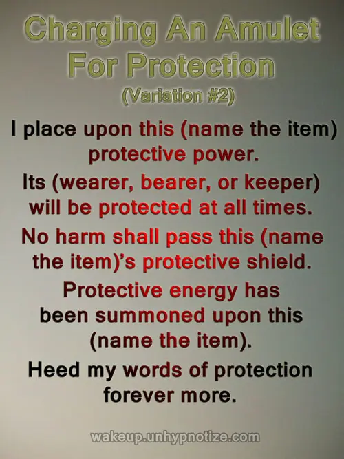 Variation #2 for a protection chant used for charging an Amulet.